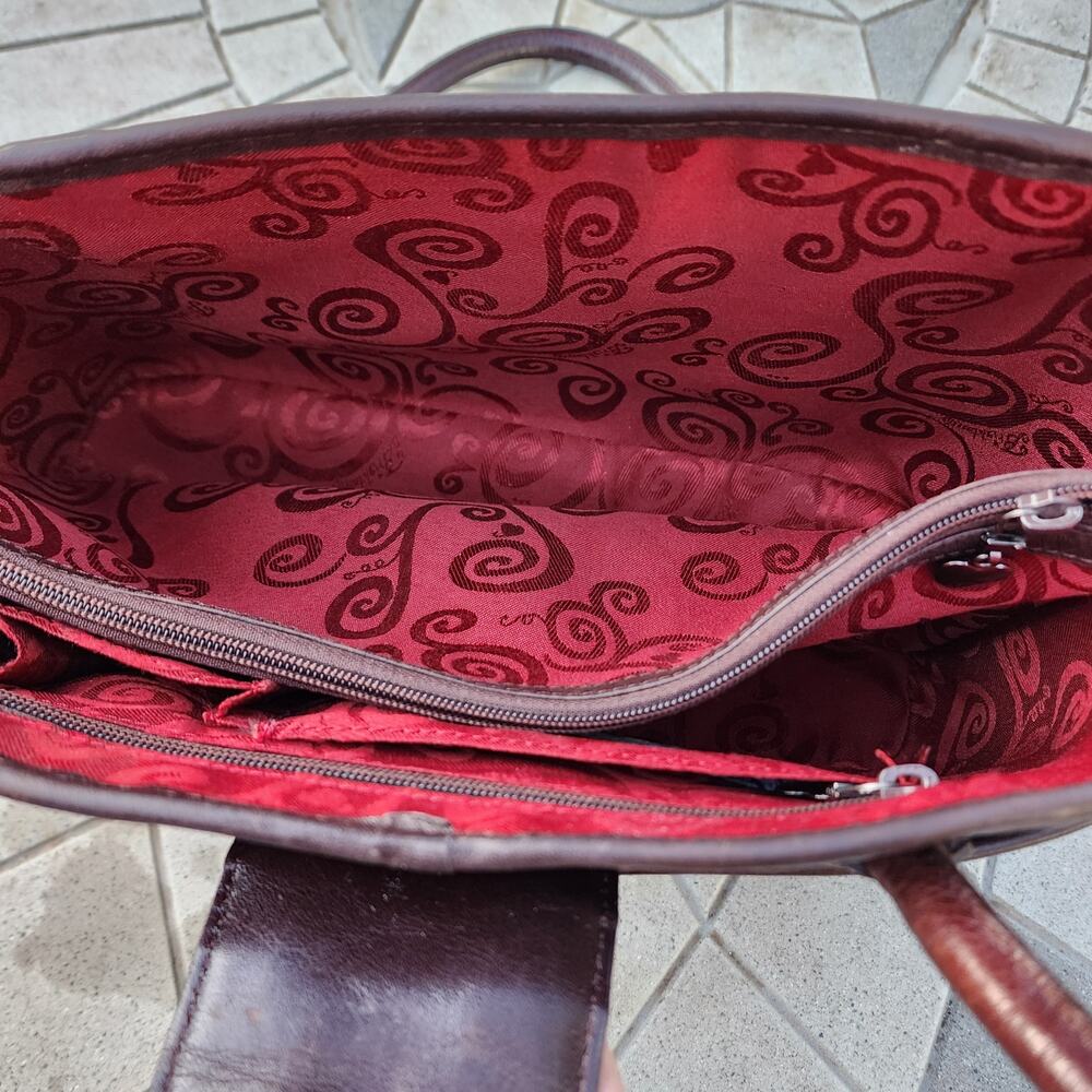Vintage Brighton Leather Croc Embossed Tote Shoulder Bag - Picture 6 of 10